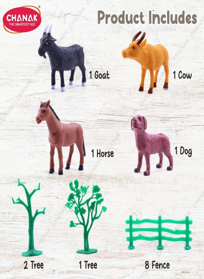 Chanak Realistic Farm Animal Set with Tree & Fence for Kids, 15 Piece Plastic Animal Playset - Includes Cow, Goat, Horse, Dog, 8 Fence, 3 Tree - Educational Toy Set for Ages 3+ - Image 4